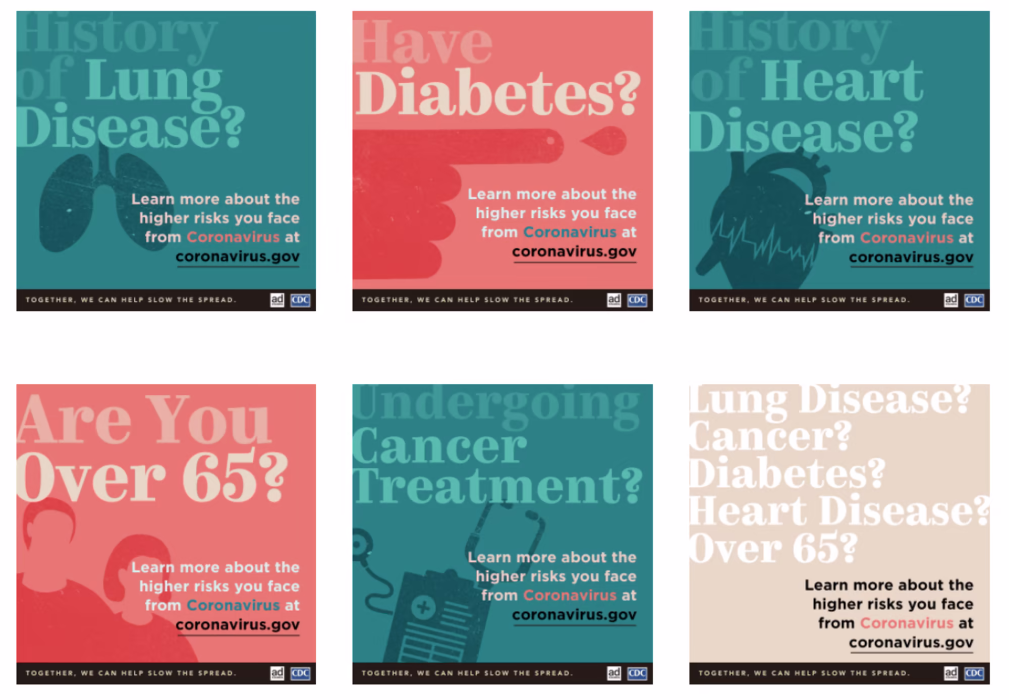 Original CDC + Ad Council PSAs on COVID-19.