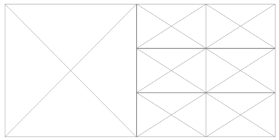 Line drawing of image grid design option.