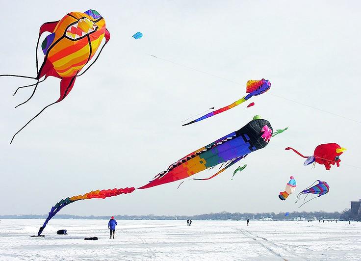 Kites on Ice event in Madison, WI.